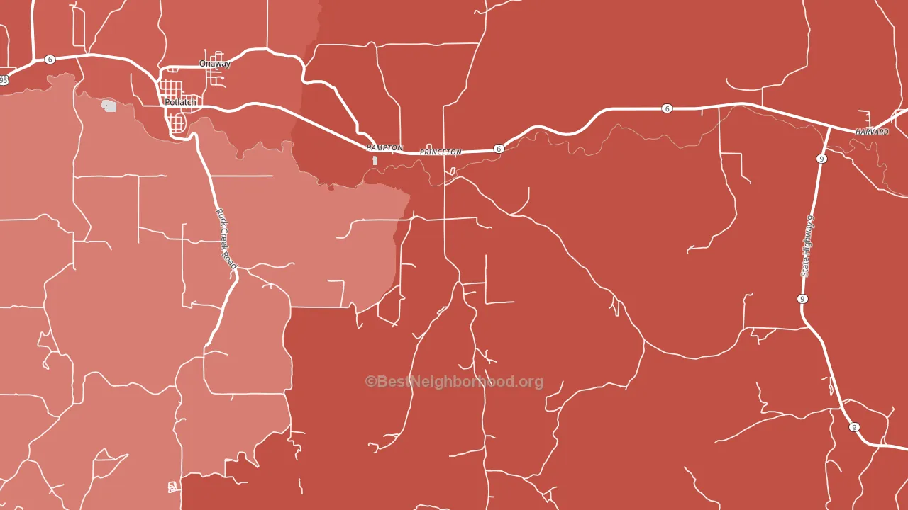 Princeton, ID block-group political-lean map