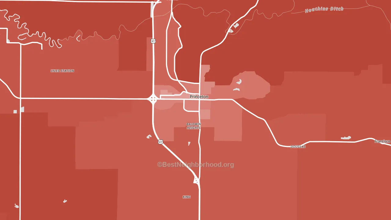 Princeton, IN block-group political-lean map