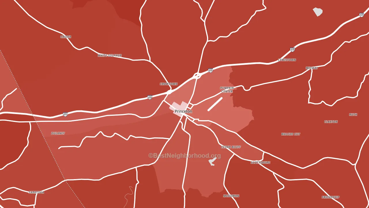 Princeton, KY block-group political-lean map