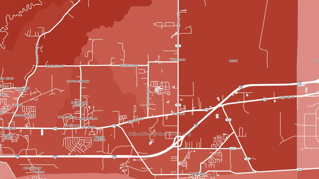 Princeton, LA block-group political-lean map