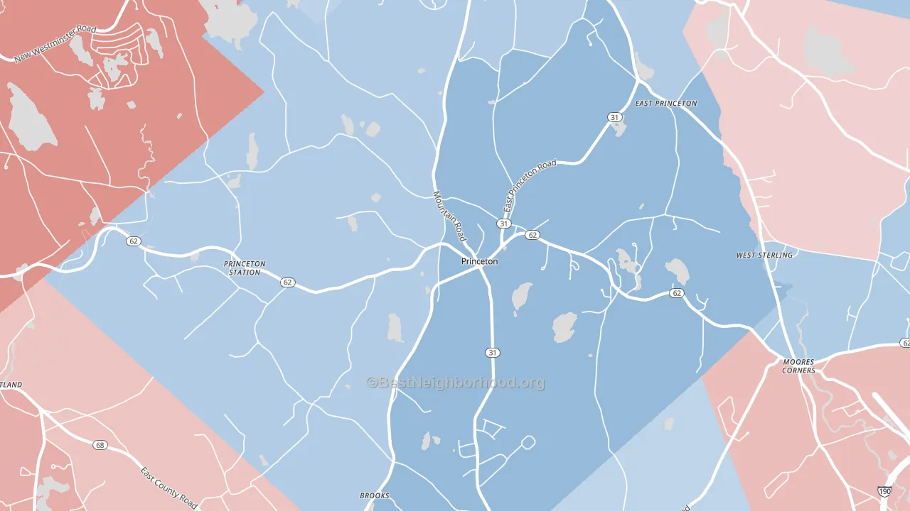 Princeton, MA block-group political-lean map