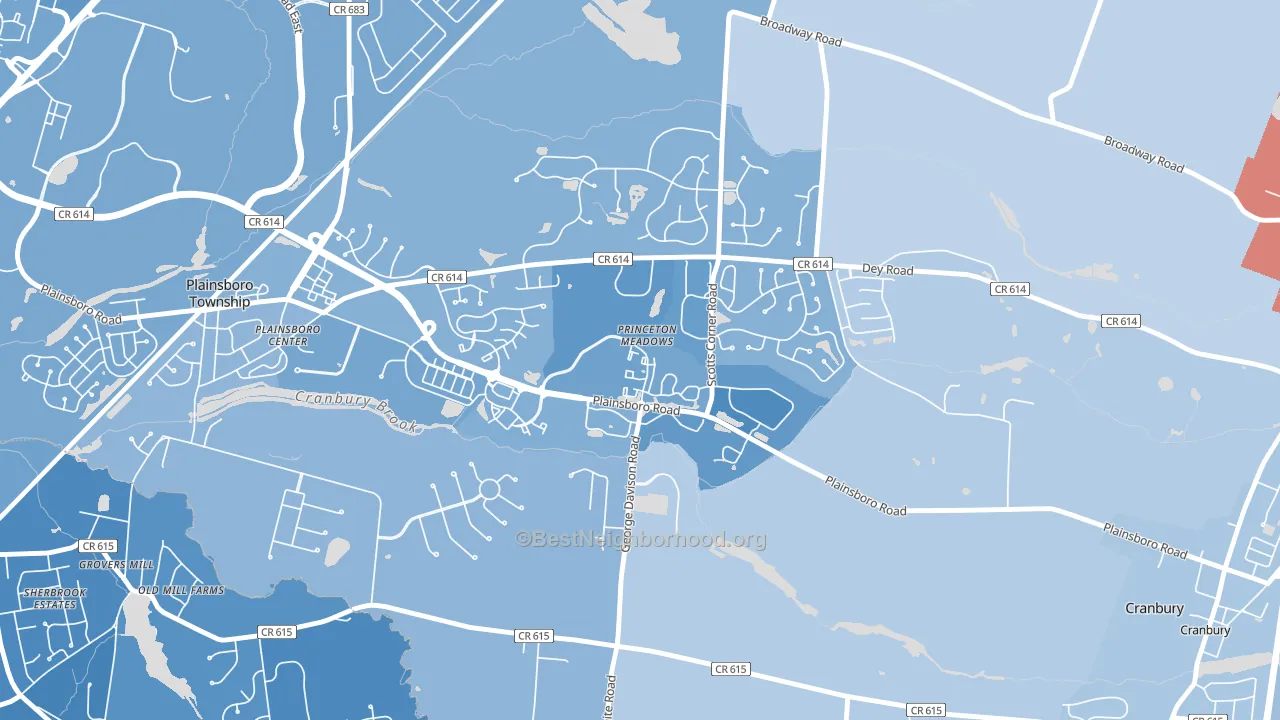 Princeton Meadows, NJ block-group political-lean map