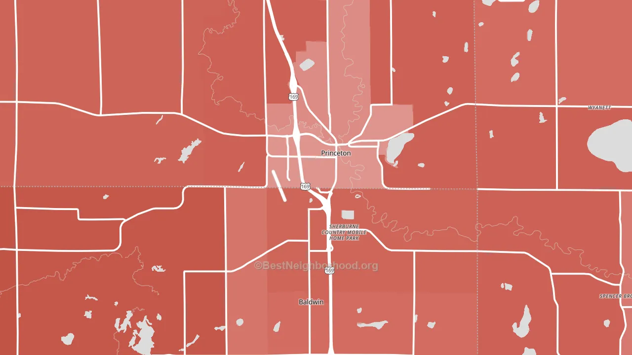 Princeton, MN block-group political-lean map