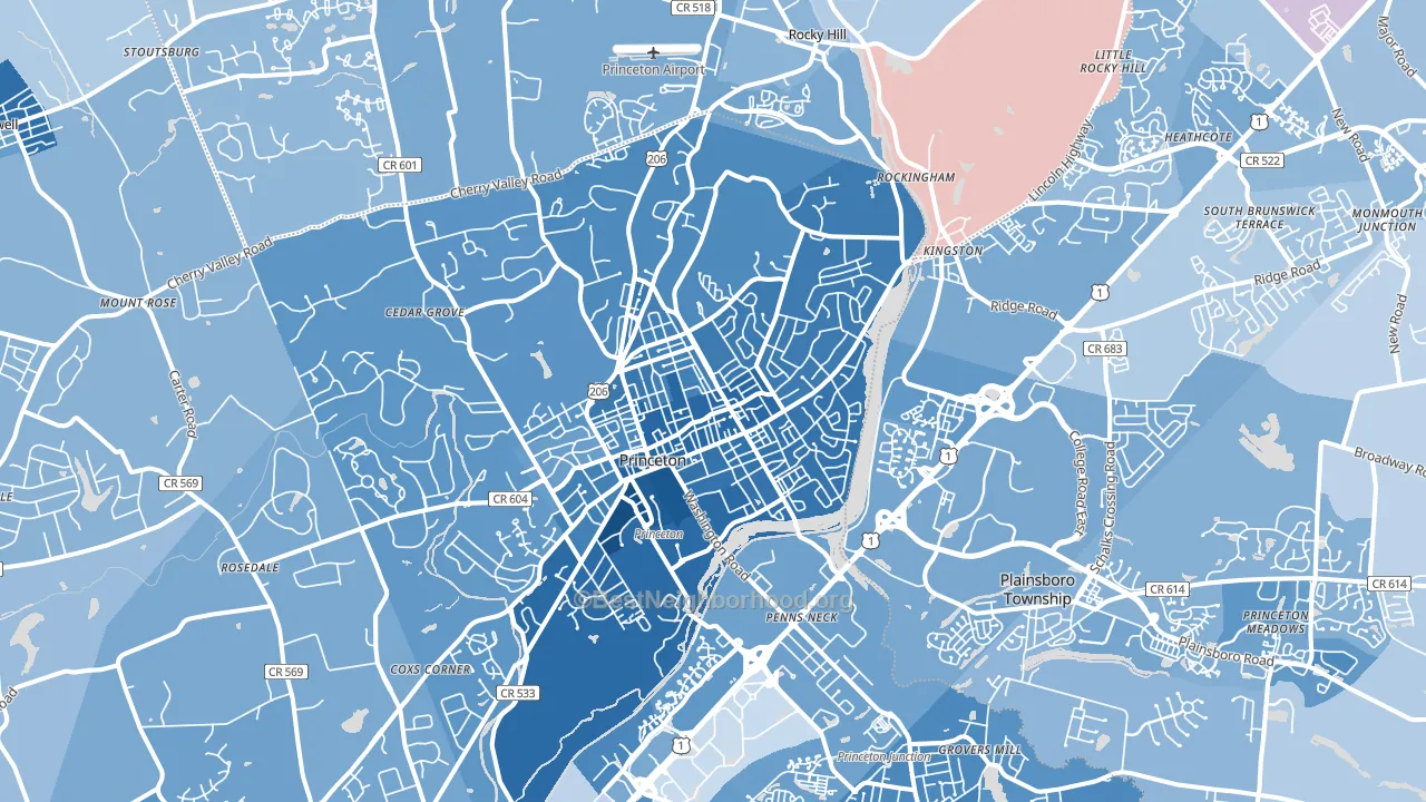 Princeton, NJ block-group political-lean map