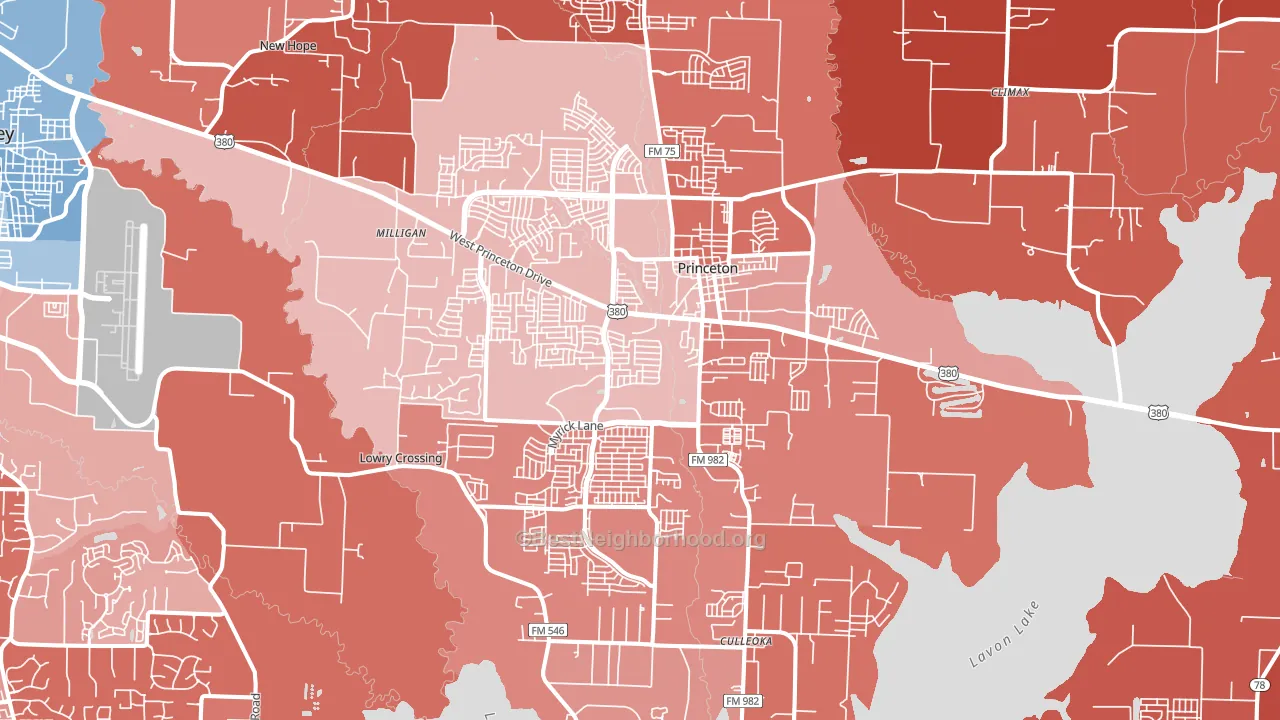 Princeton, TX block-group political-lean map