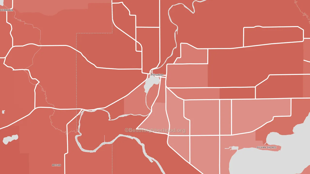 Princeton, WI block-group political-lean map