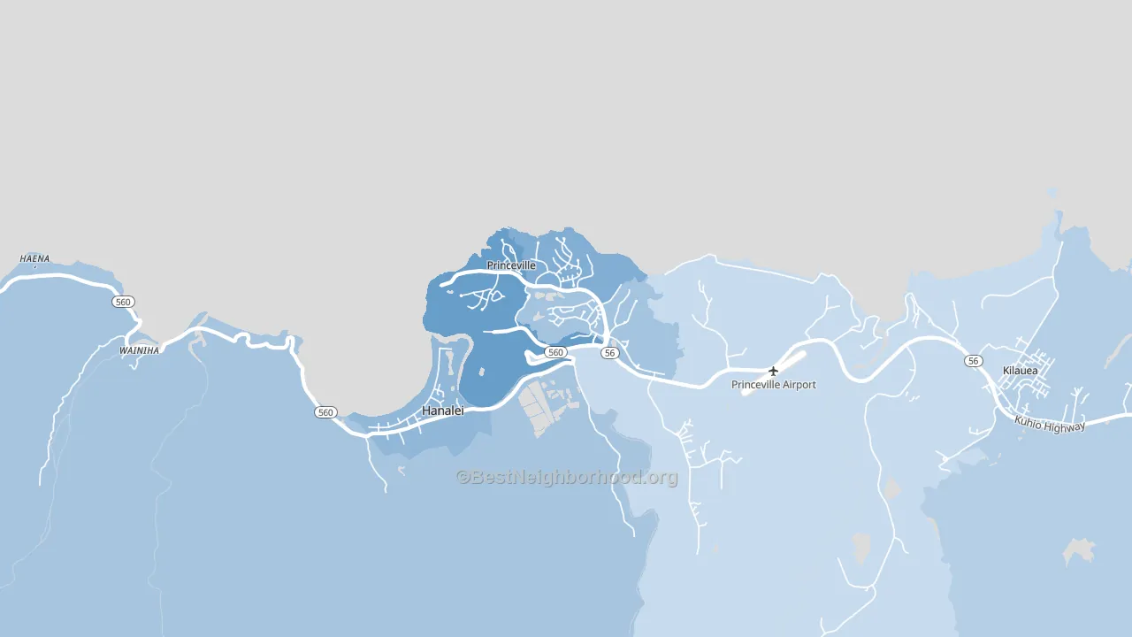 Princeville, HI block-group political-lean map