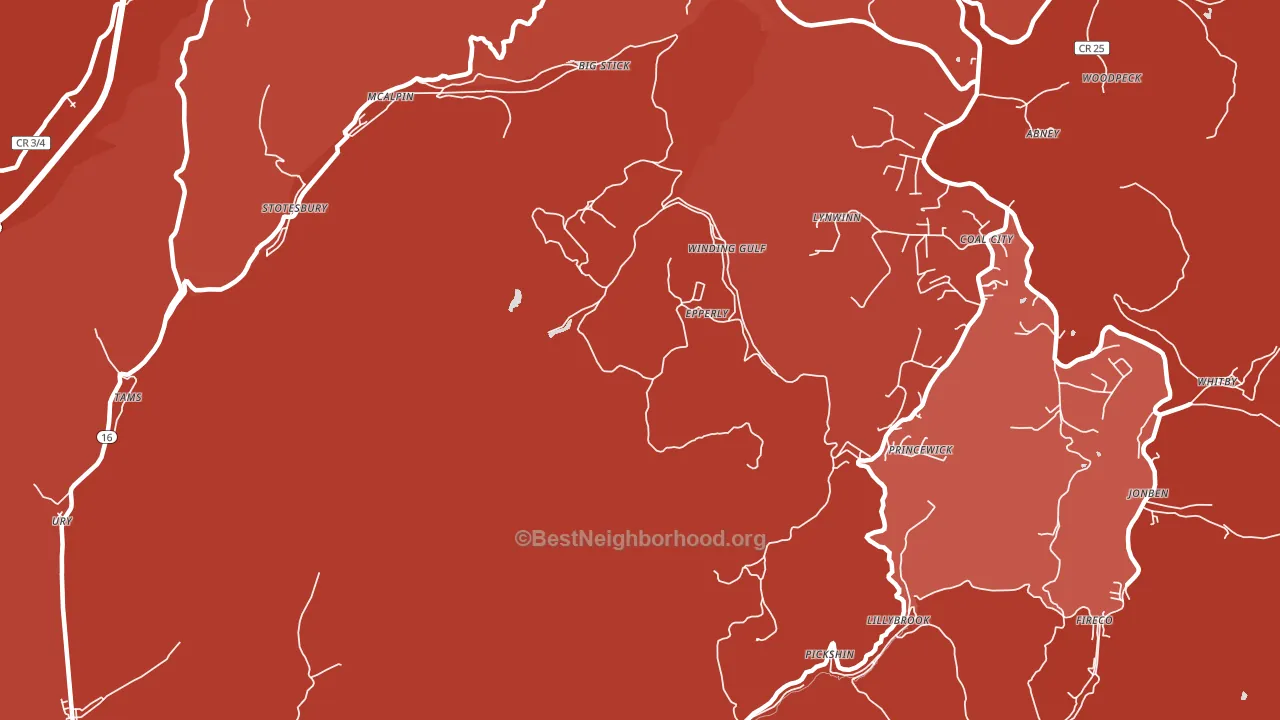 Princewick, WV block-group political-lean map
