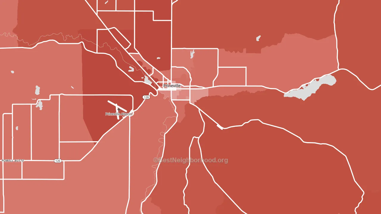 Prineville, OR block-group political-lean map