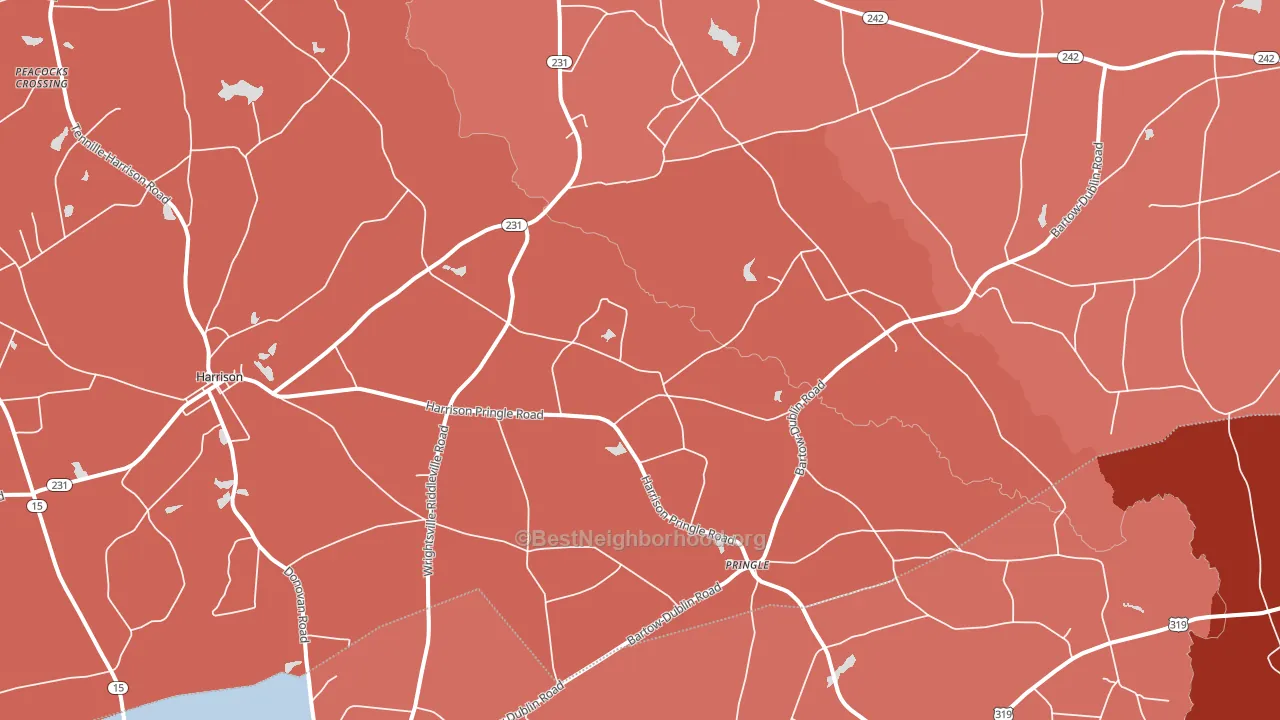 Pringle, GA block-group political-lean map