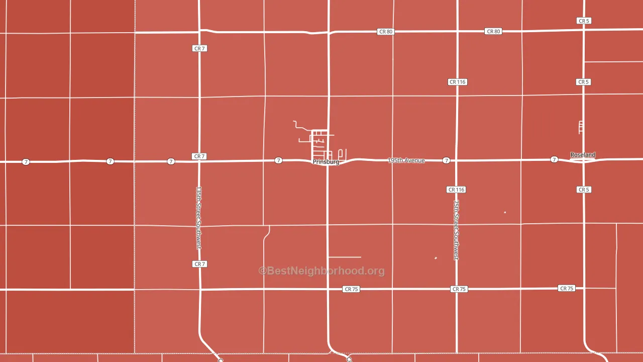 Prinsburg, MN block-group political-lean map