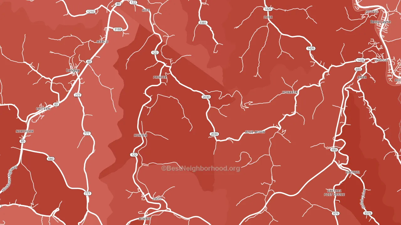 Printer, KY block-group political-lean map