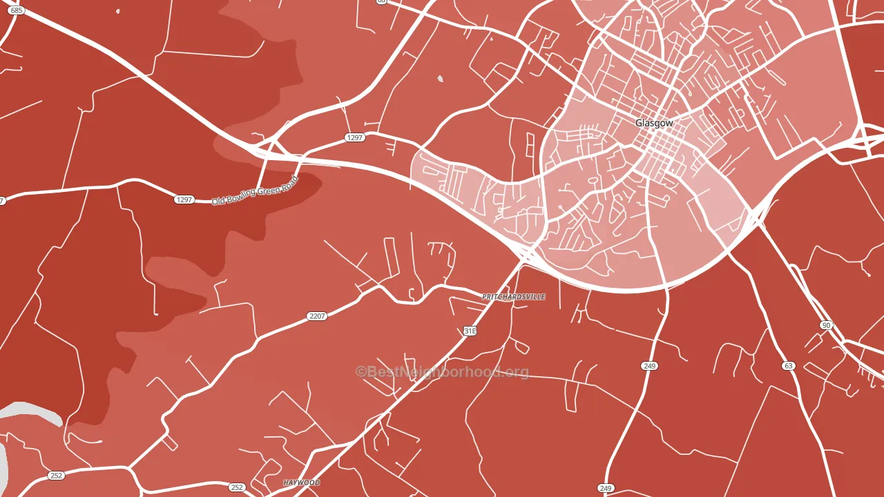 Pritchardsville, KY block-group political-lean map