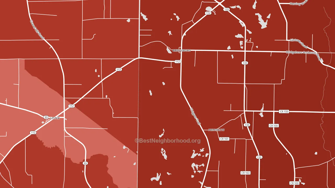 Pritchetts, GA block-group political-lean map