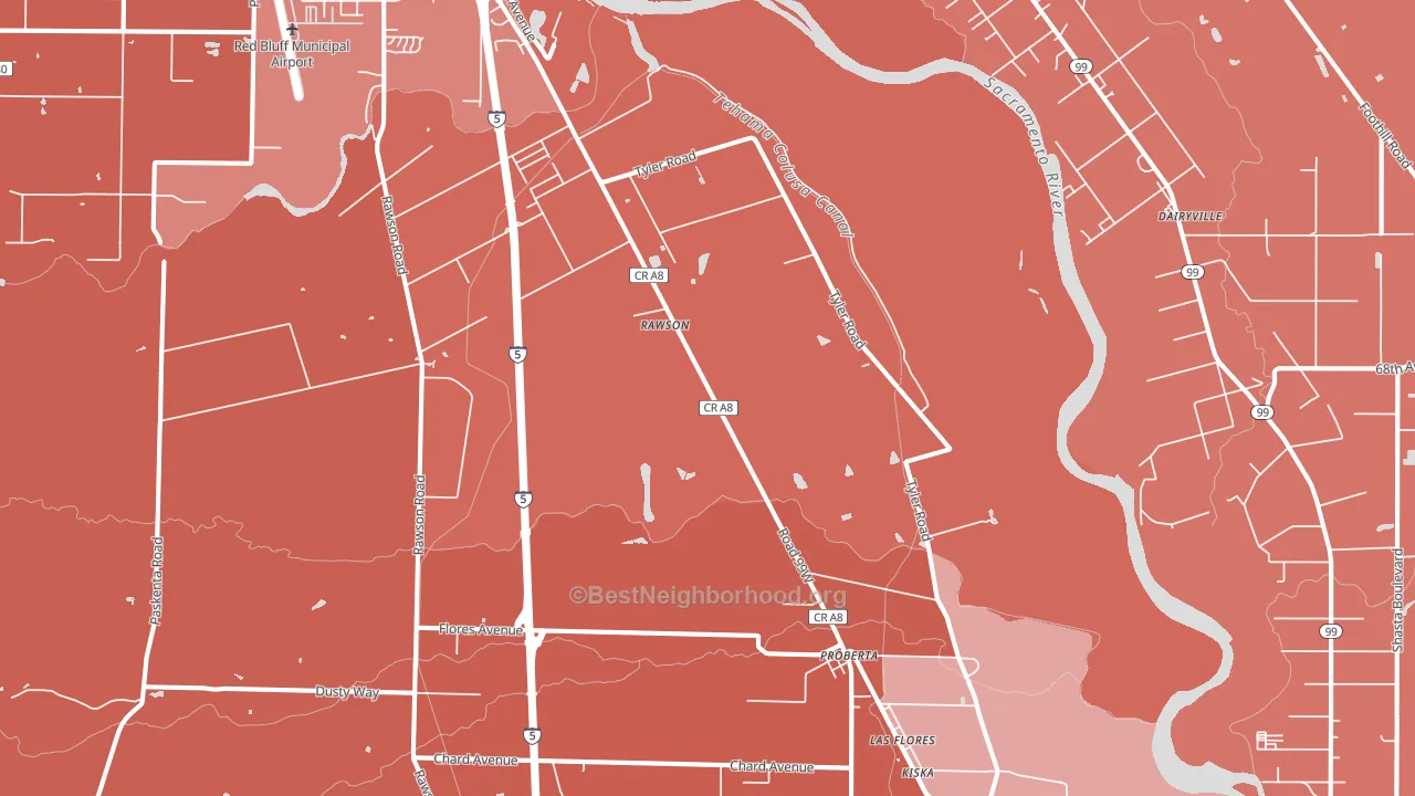 Proberta, CA block-group political-lean map