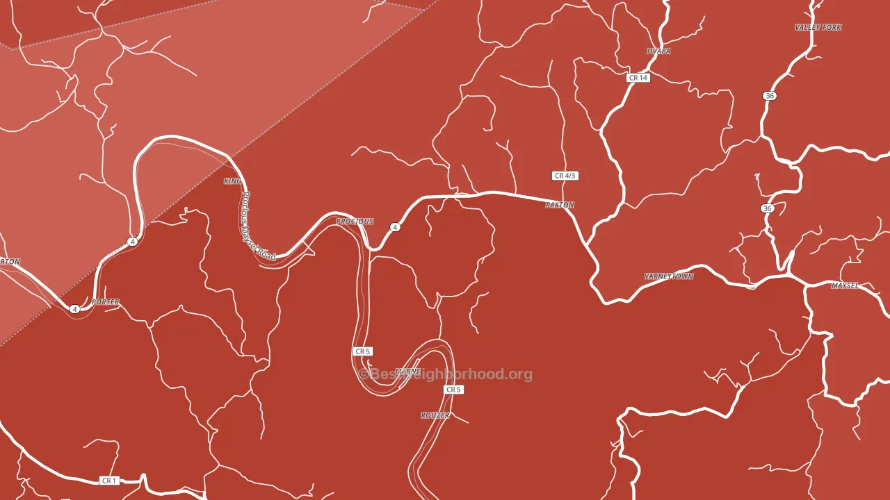 Procious, WV block-group political-lean map