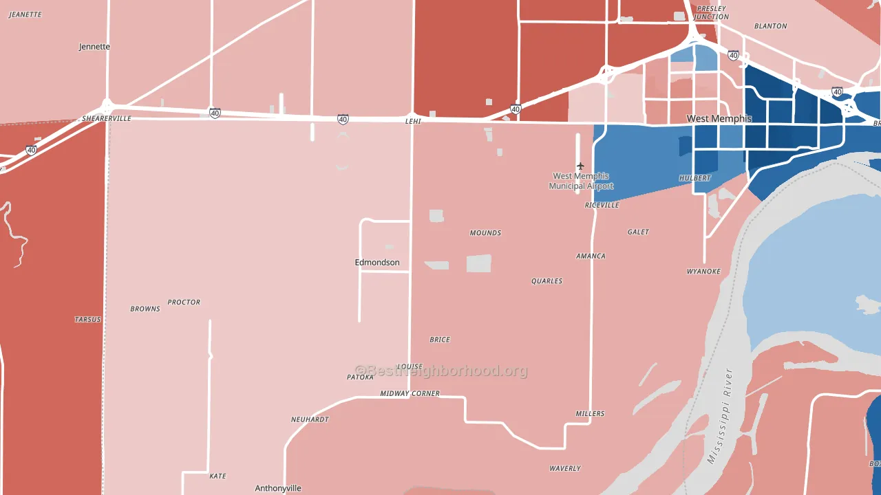 Proctor, AR block-group political-lean map