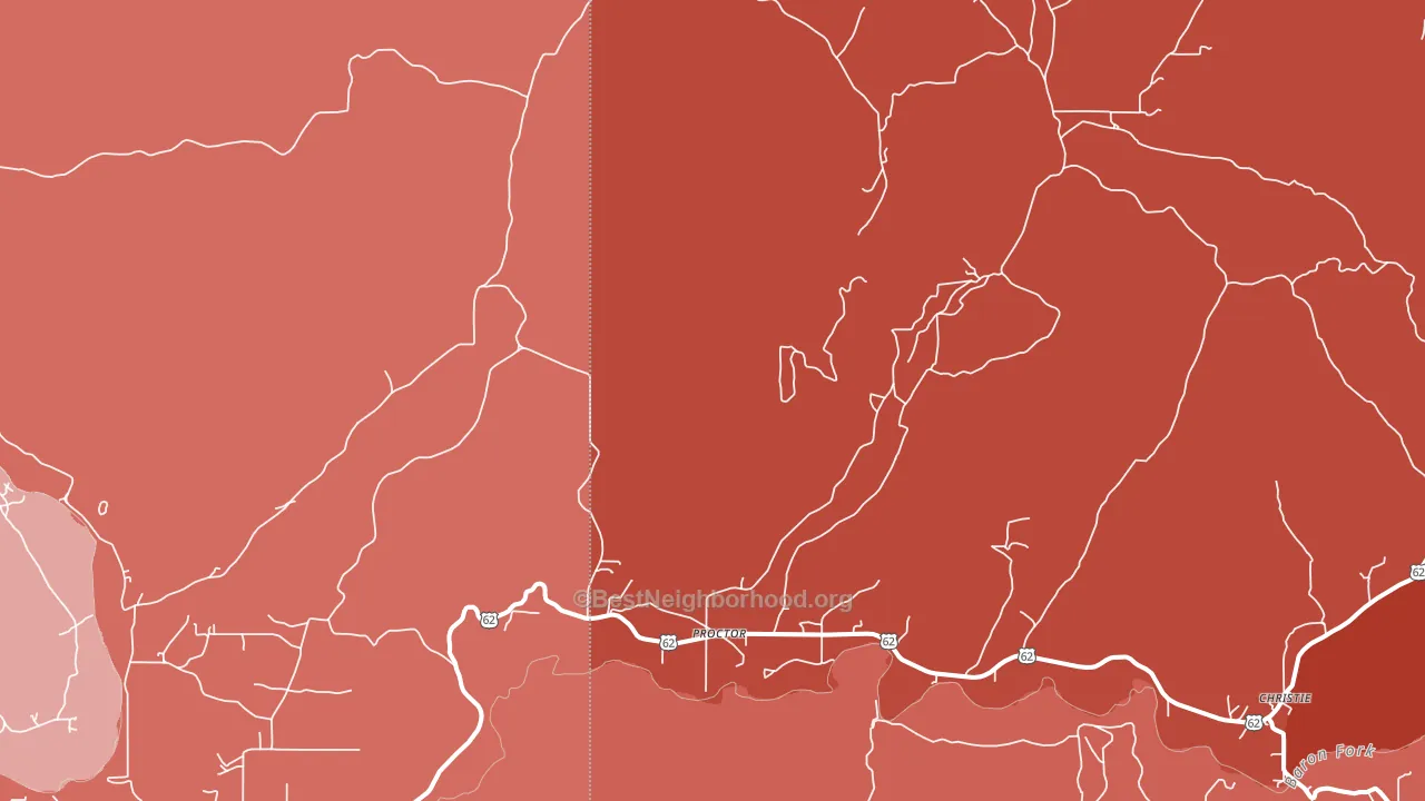 Proctor, OK block-group political-lean map