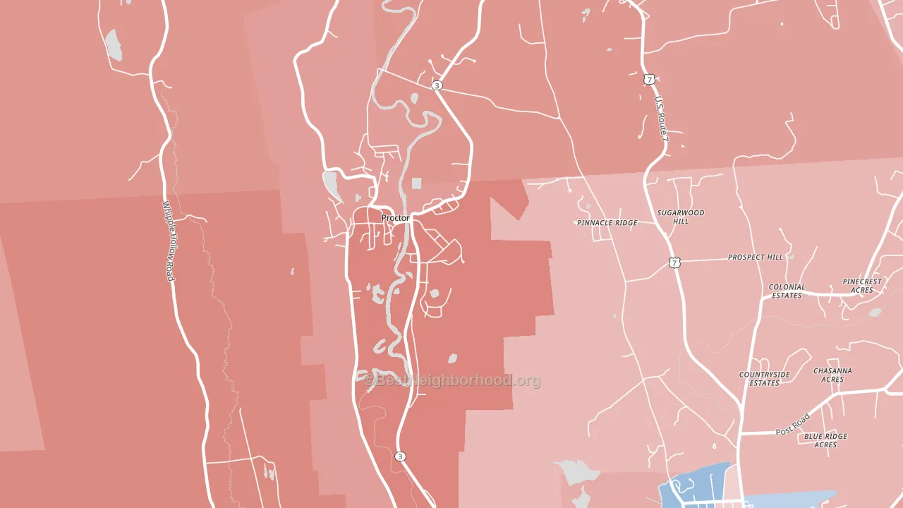 Proctor, VT block-group political-lean map