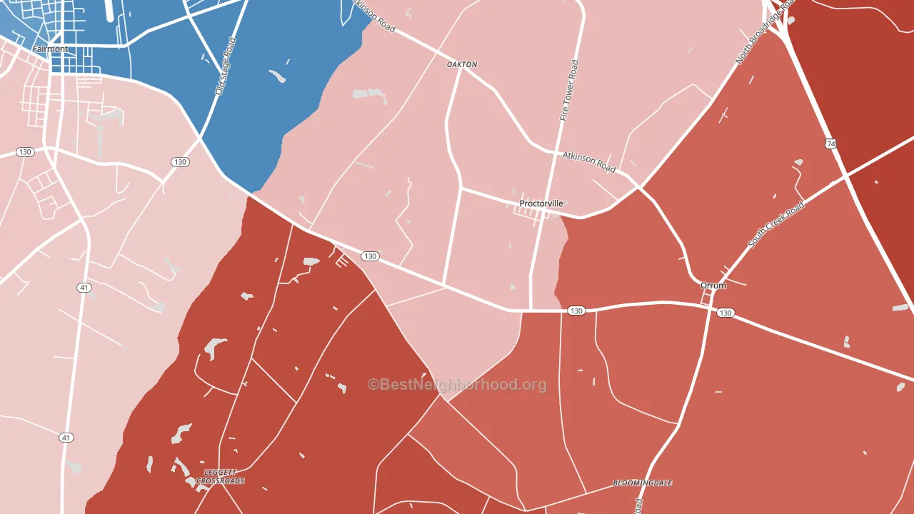 Proctorville, NC block-group political-lean map