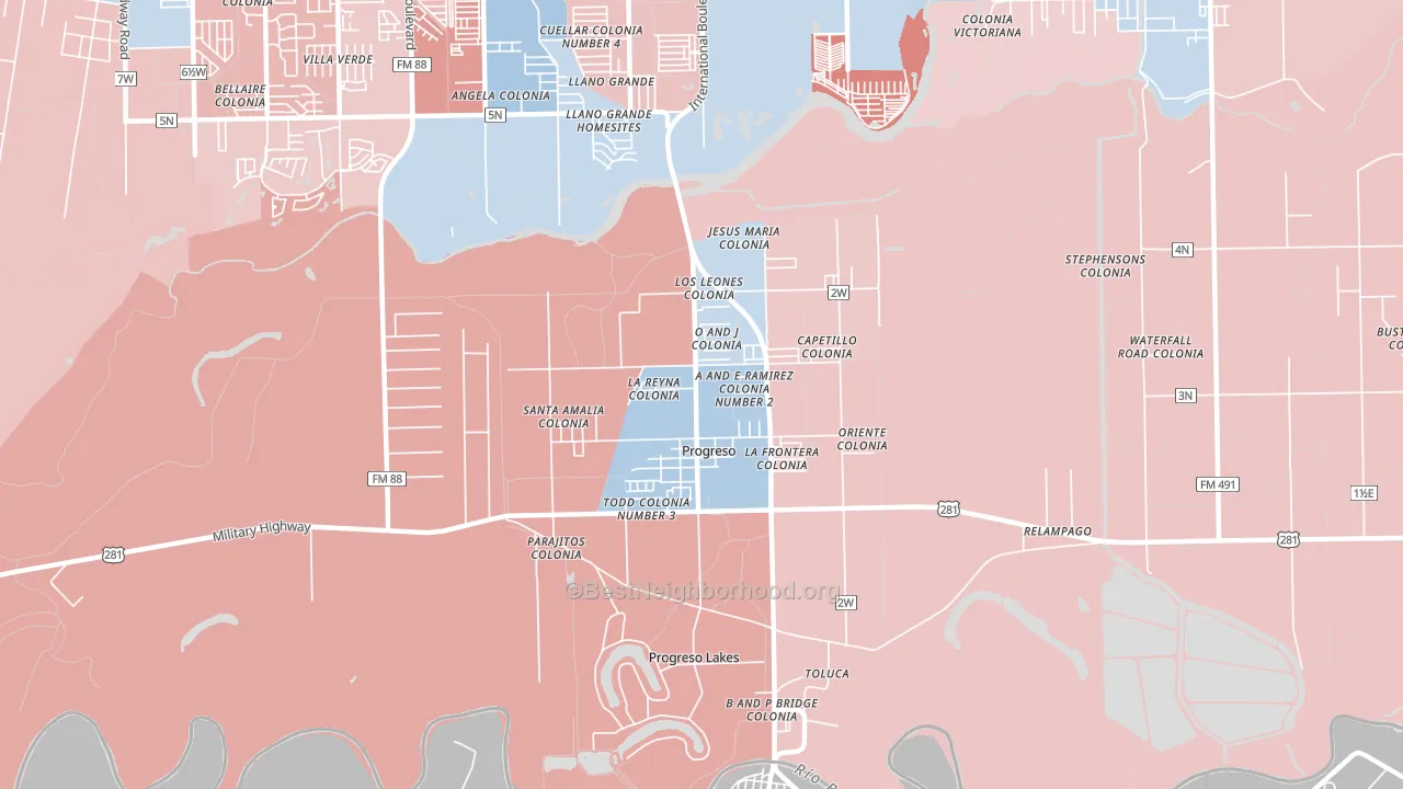 Progreso, TX block-group political-lean map