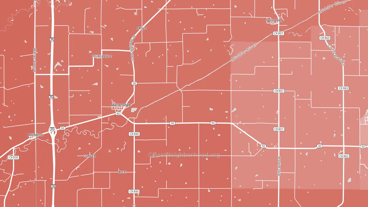 Prole, IA block-group political-lean map