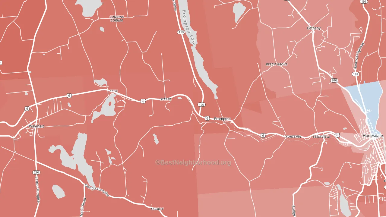 Prompton, PA block-group political-lean map