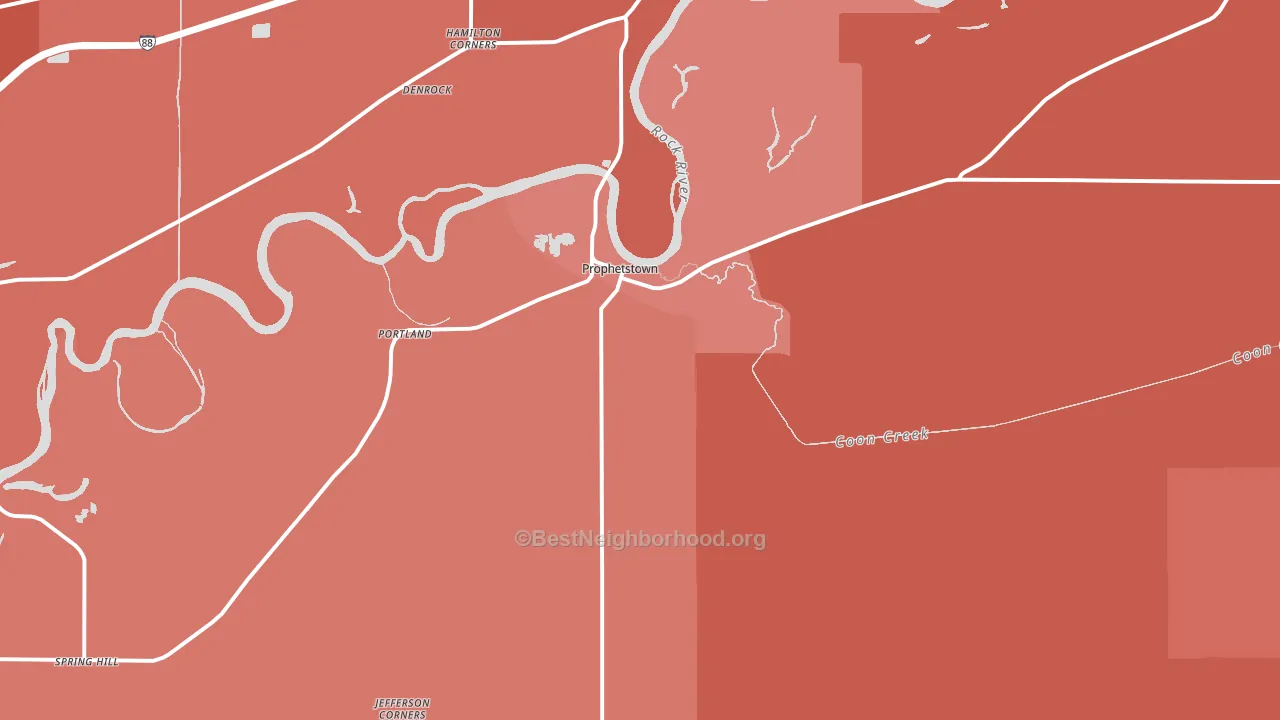 Prophetstown, IL block-group political-lean map