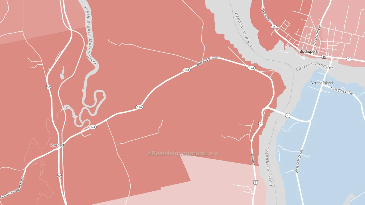Prospect Ferry, ME block-group political-lean map