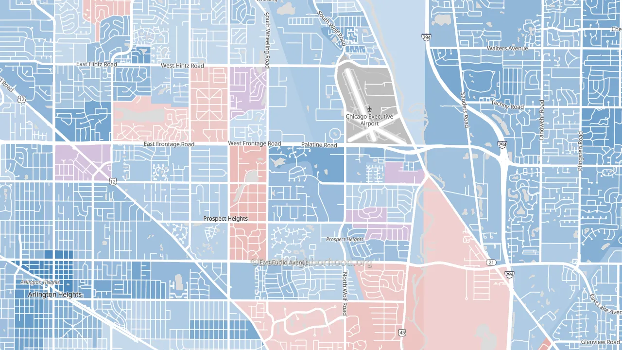 Prospect Heights, IL block-group political-lean map