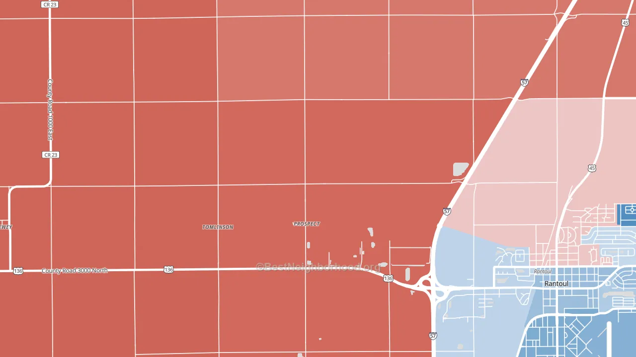 Prospect, IL block-group political-lean map