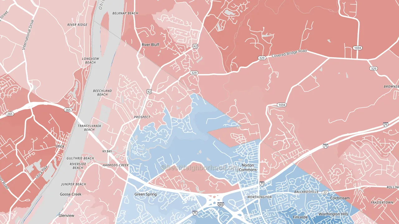 Prospect, KY block-group political-lean map