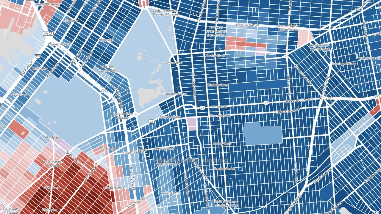 Prospect Lefferts Gardens, Brooklyn, NY block-group political-lean map