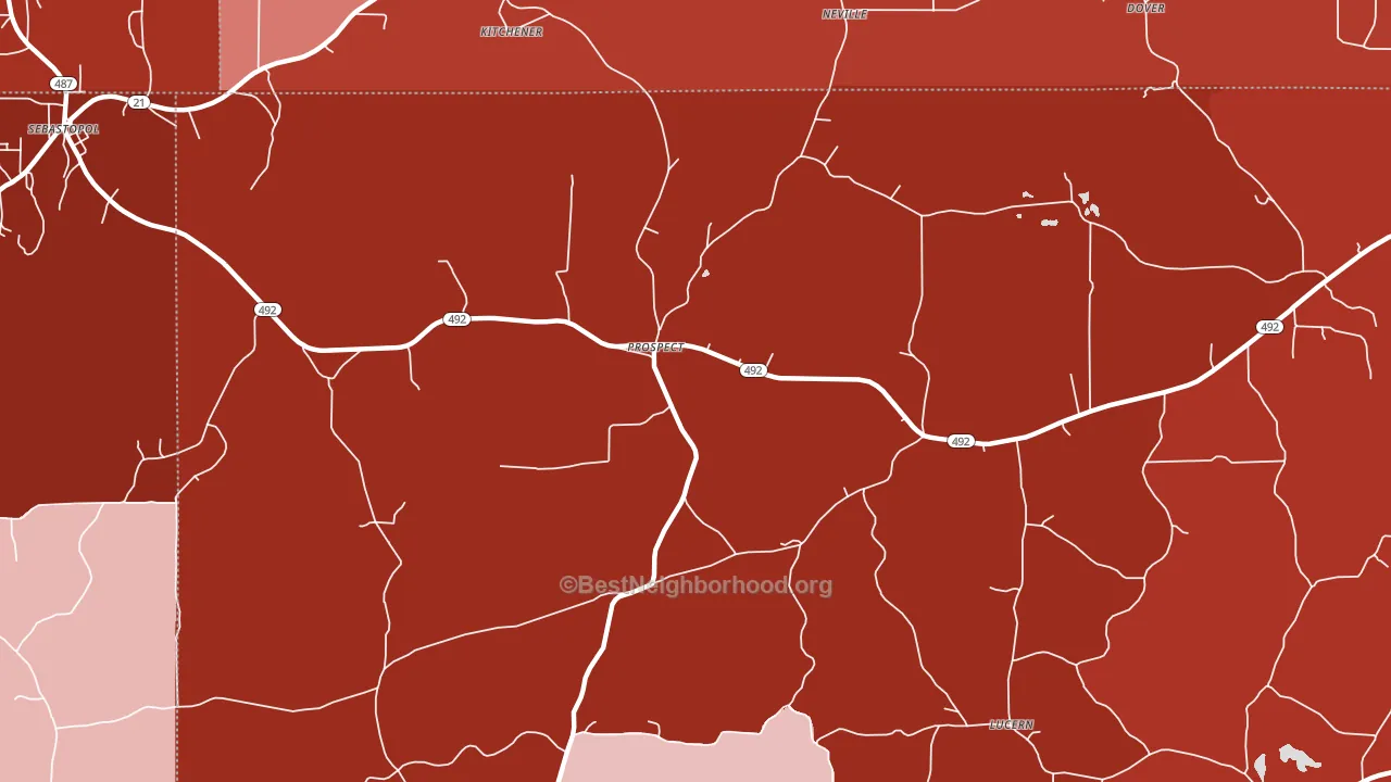 Prospect, MS block-group political-lean map