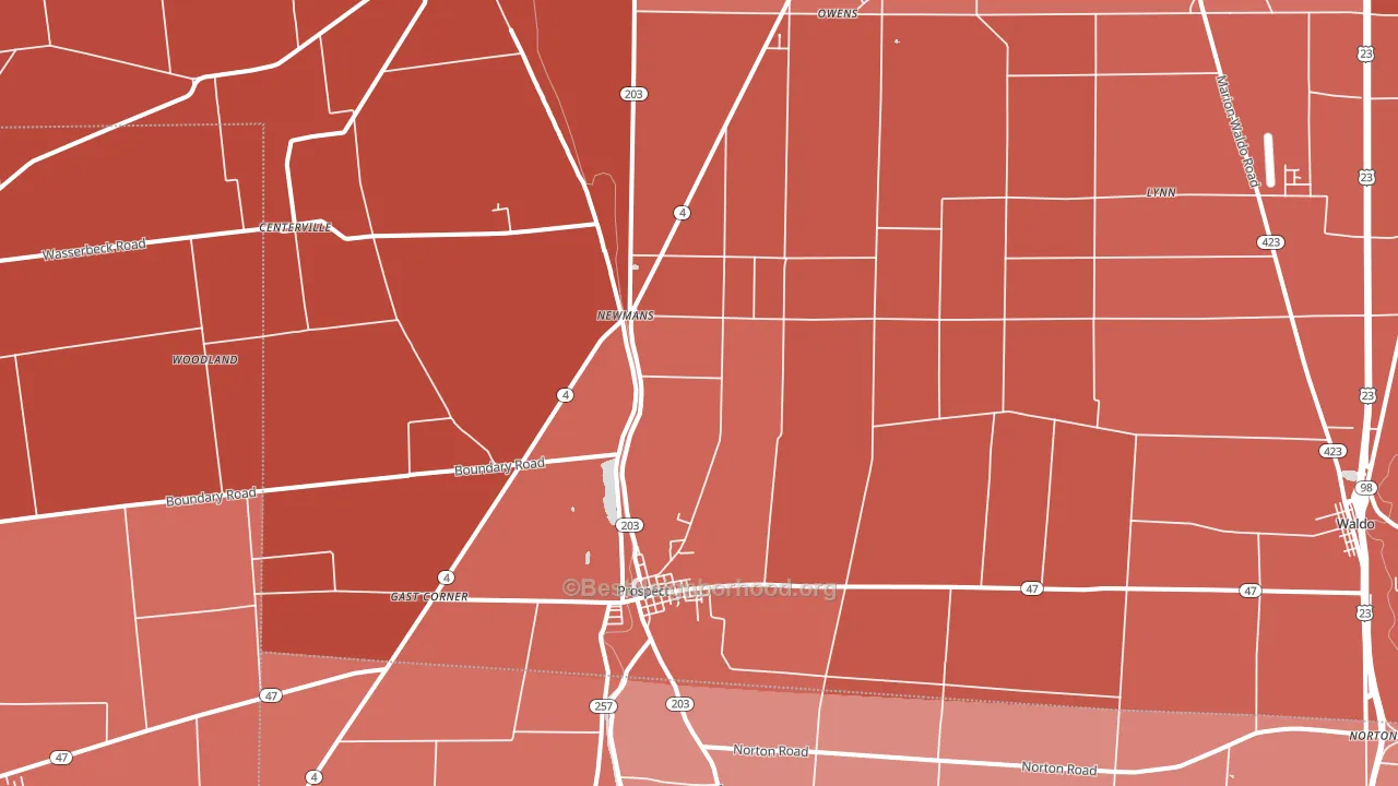 Prospect, OH block-group political-lean map