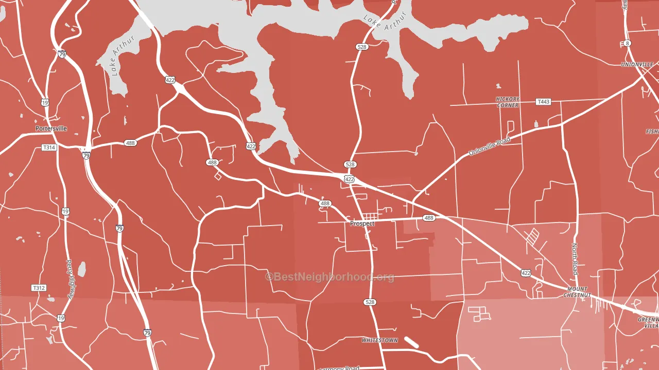 Prospect, PA block-group political-lean map