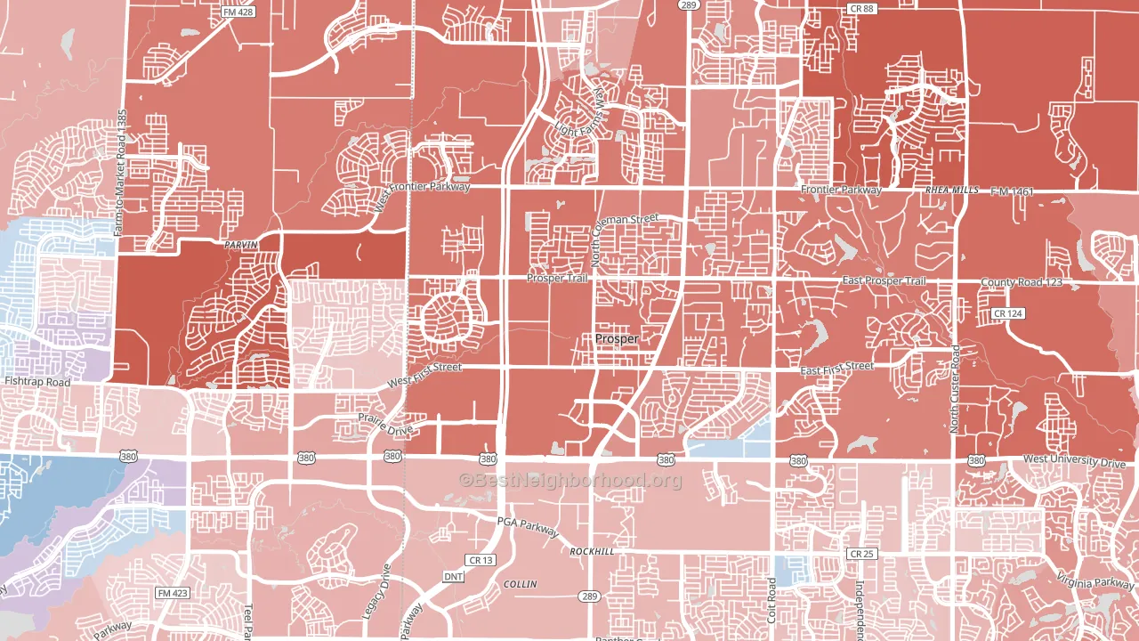 Prosper, TX block-group political-lean map
