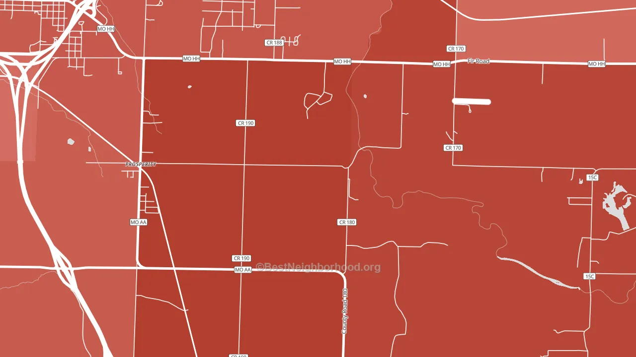 Prosperity, MO block-group political-lean map