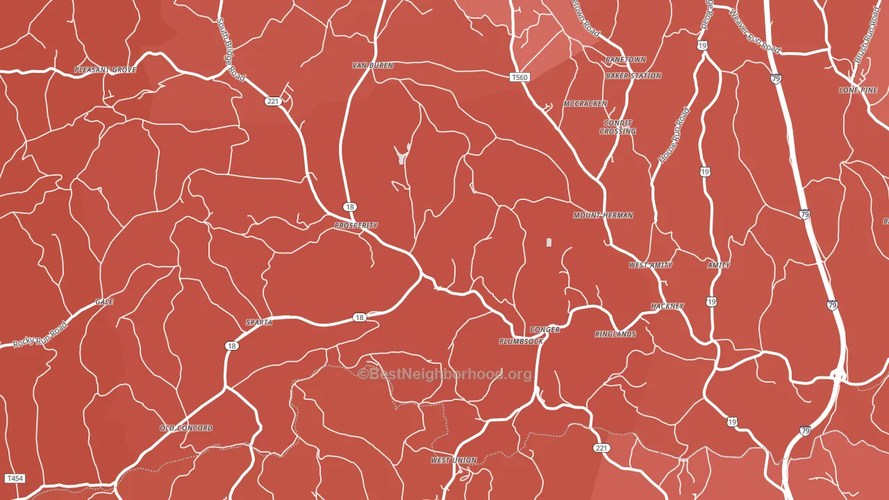 Prosperity, PA block-group political-lean map