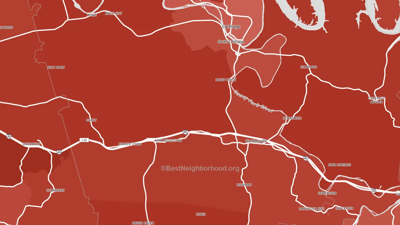 Prosperity, TN block-group political-lean map