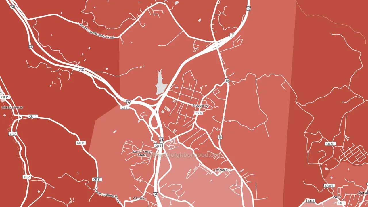 Prosperity, WV block-group political-lean map