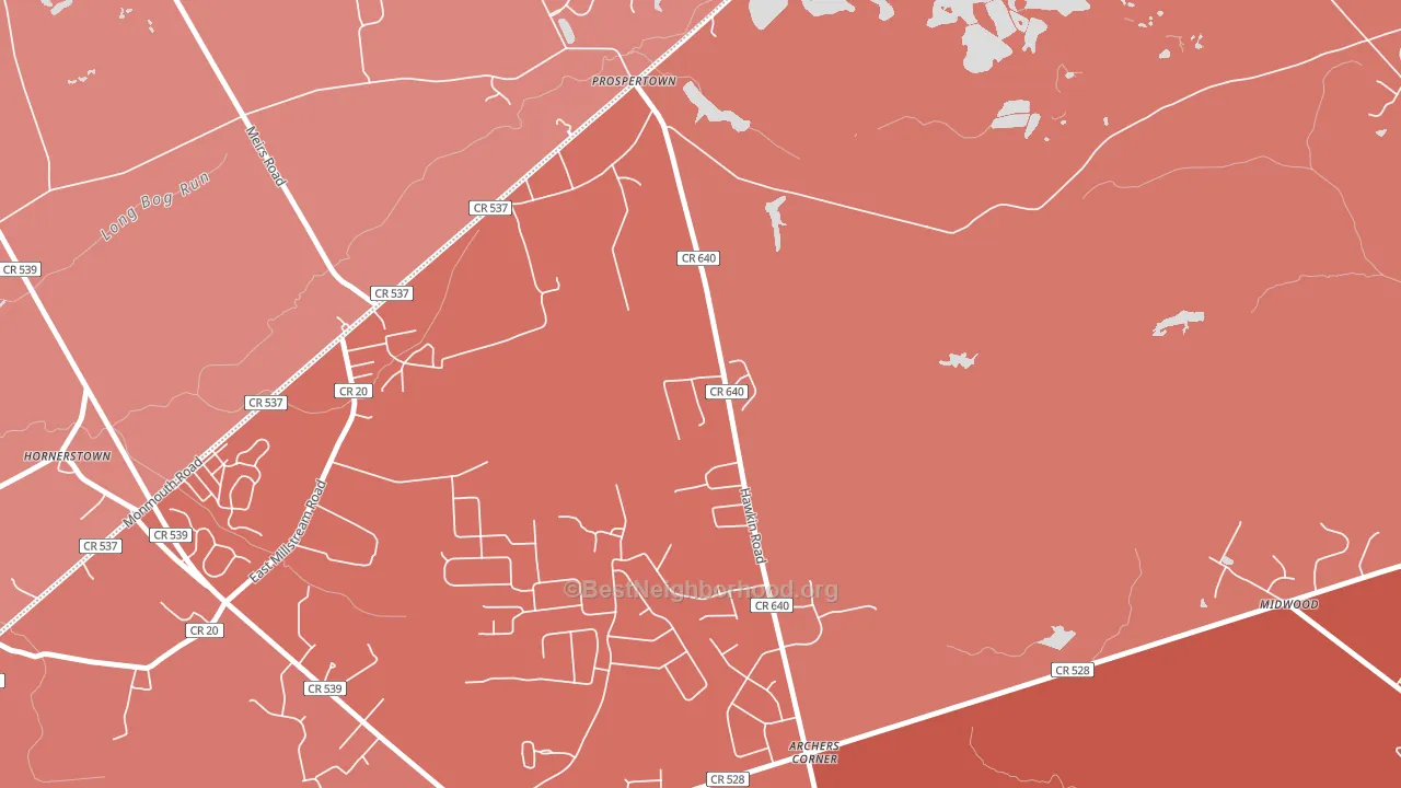 Prospertown, NJ block-group political-lean map