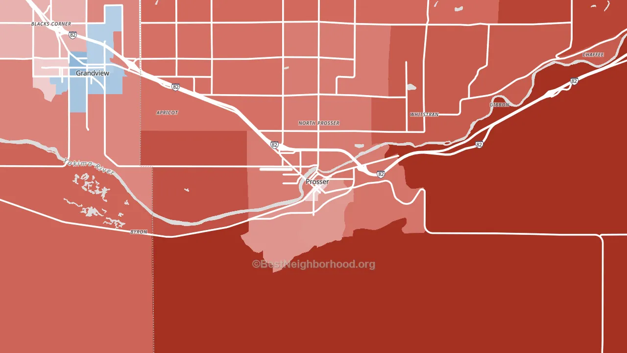 Prosser, WA block-group political-lean map