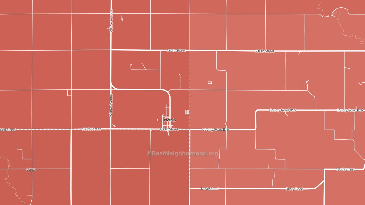 Protivin, IA block-group political-lean map