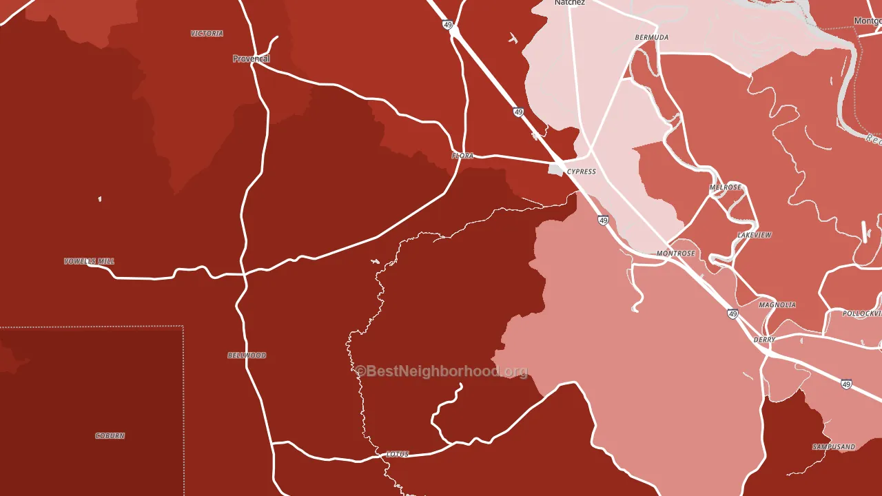 Provencal, LA block-group political-lean map
