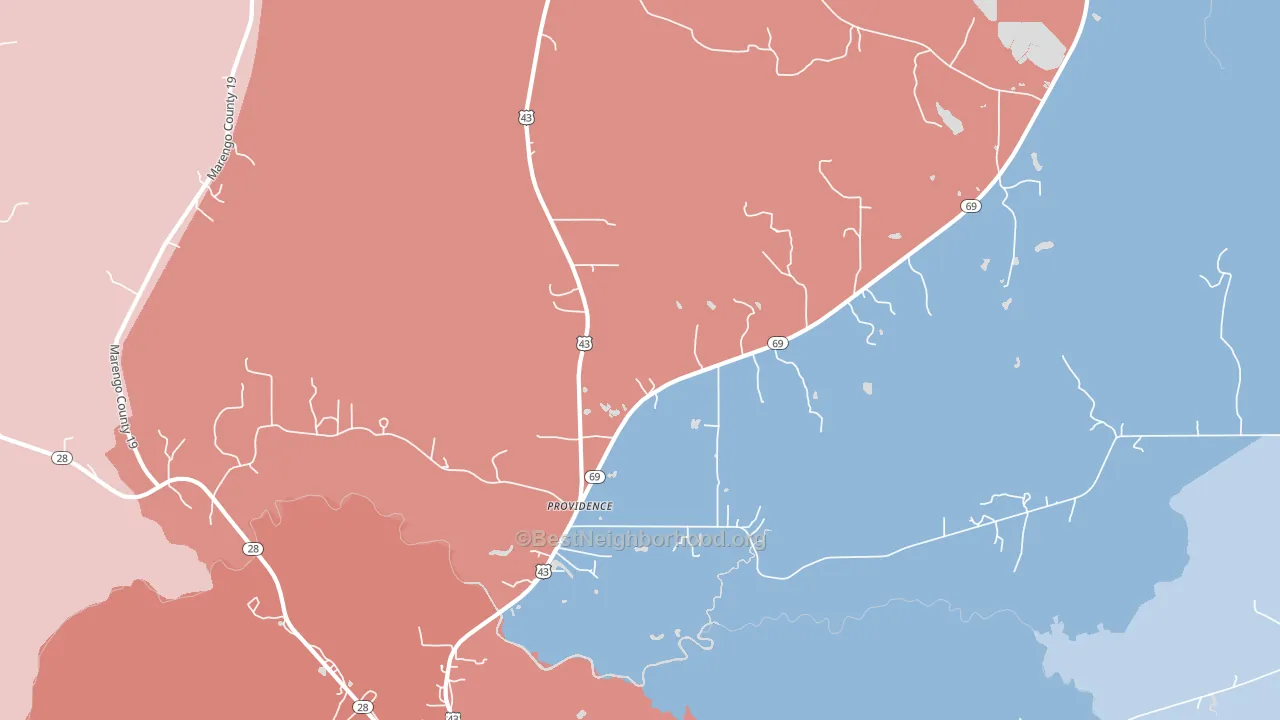 Providence, AL block-group political-lean map
