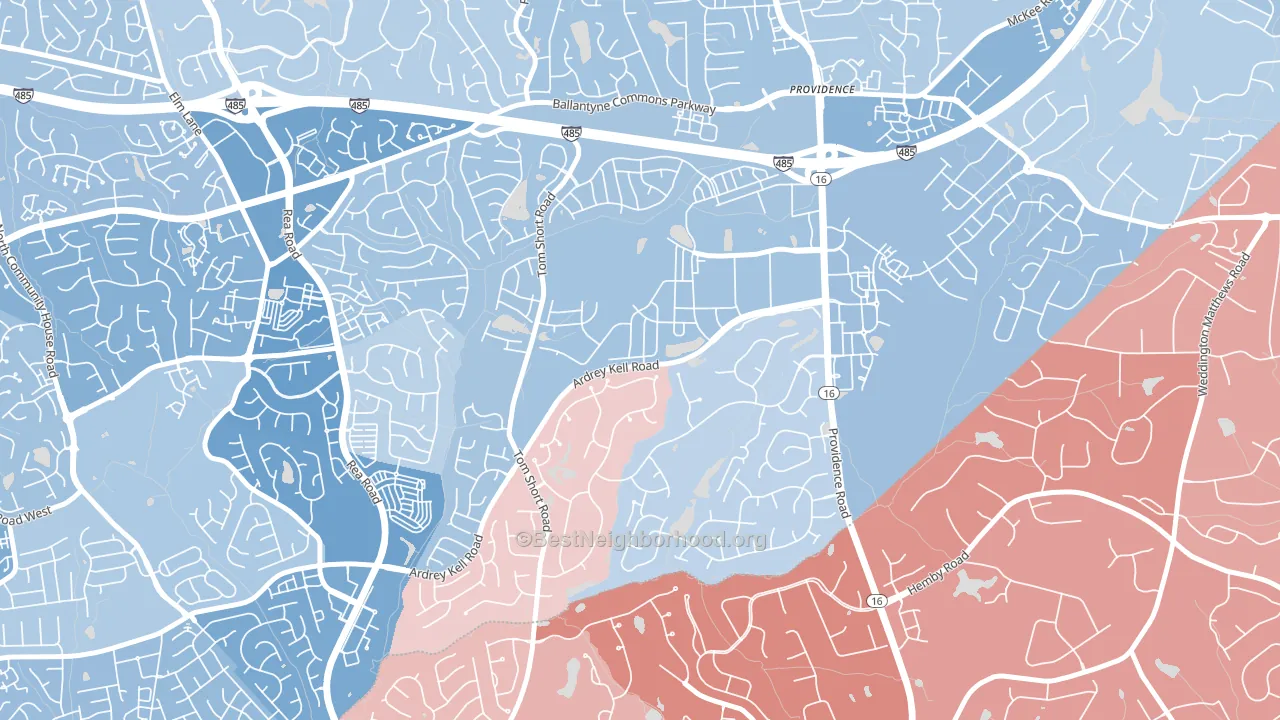 Providence Crossing, Charlotte, NC block-group political-lean map