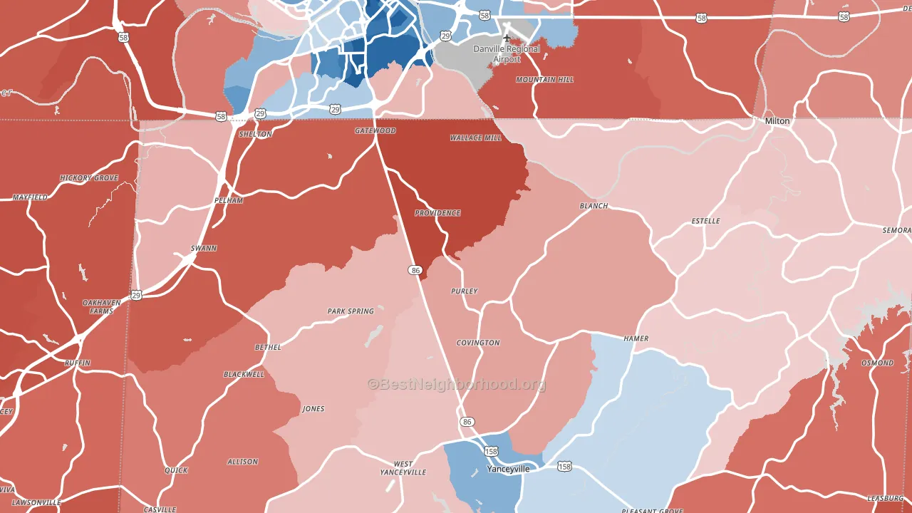 Providence, NC block-group political-lean map
