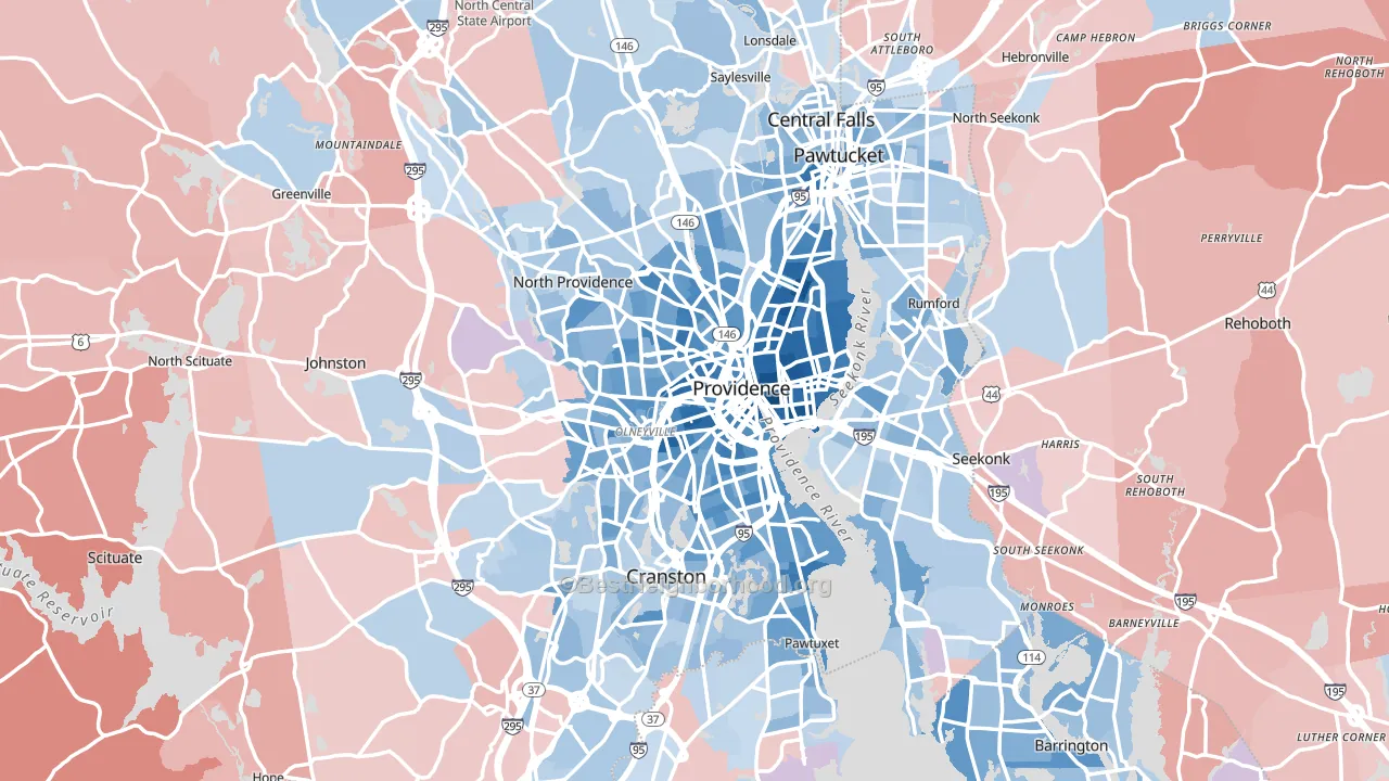 Providence, RI block-group political-lean map