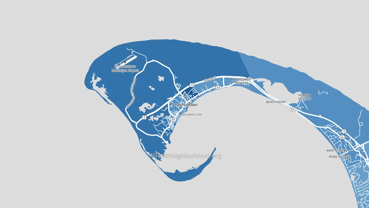 Provincetown, MA block-group political-lean map